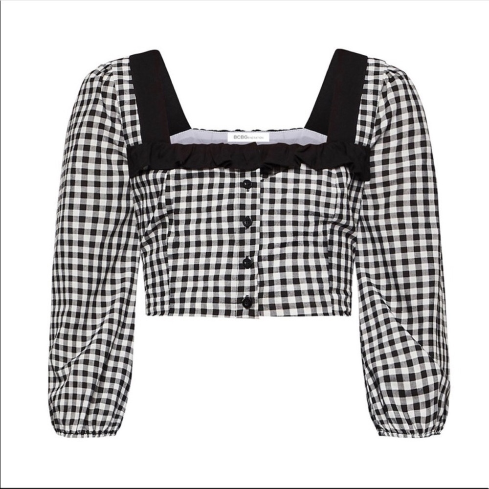 Black & White Gingham Crop Top